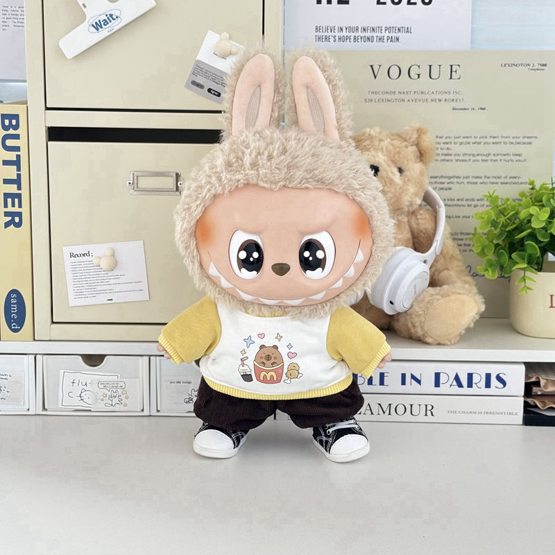 适合LABUBU象棋国王37cm搪胶娃娃拉布布毛绒潮玩娃衣薯条熊娃衣