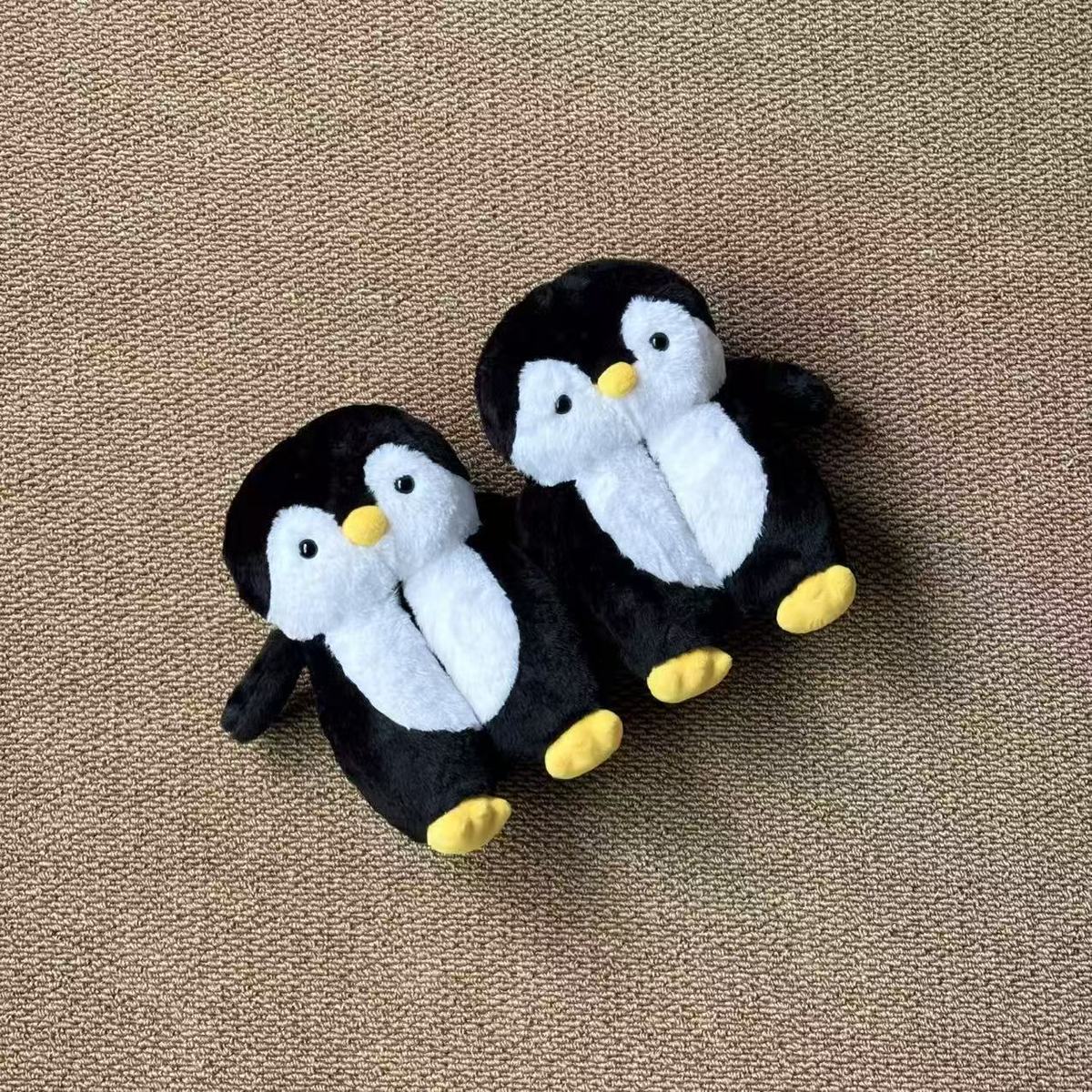 中大儿童企鹅拖鞋保暖情侣款棉拖室内居家手套帽子套装成人生日礼