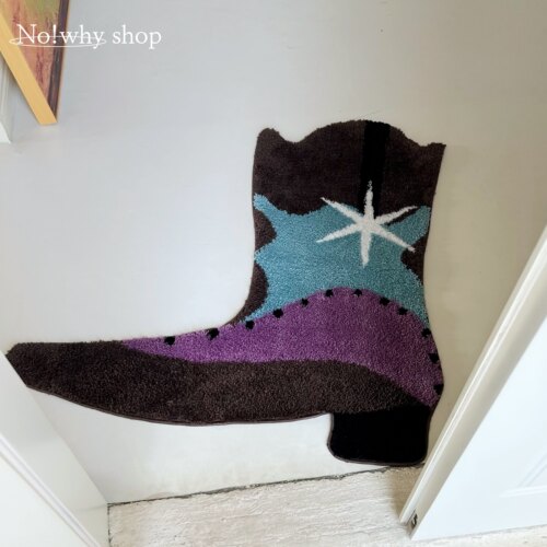No!whyshop簇绒地垫西部靴地毯