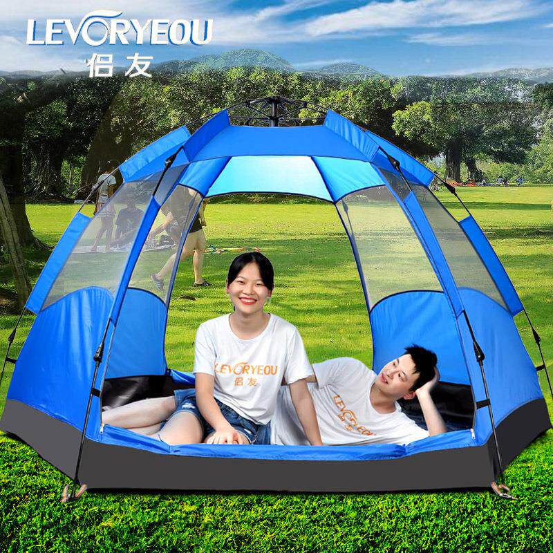 人全自动双双层角帐篷营户外3-4六人露野营防雨速开LR-ZP852沙滩