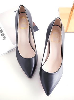 真皮高跟鞋哑光细跟单鞋41大码40-43小码31尖头32黑色33裸色