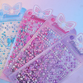 3d蝴蝶结爱心水晶钻石宝石贴画女孩装 扮浮雕贴纸节日表演装 饰粘贴