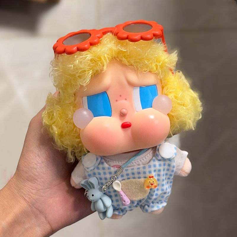 哭娃Vacation搪胶毛绒咕噜咕噜衣服格子背带裤白T恤套装玩偶配件