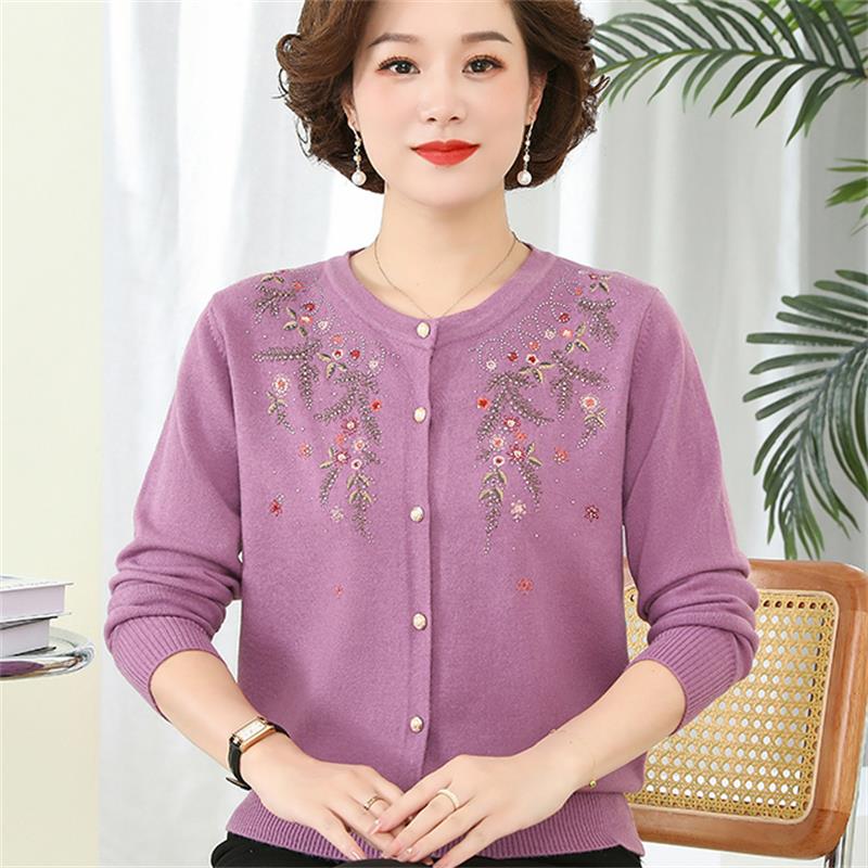 奶奶春秋针织衫外套女中老年妈妈中老年女装