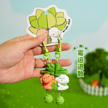 原创柚子叶旺旺系列对扣多巴胺钥匙扣可爱磁吸公仔多功能包包挂件