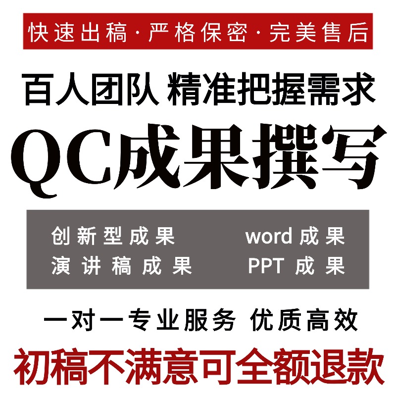 QC成果编写撰写代写改PPT制作建筑电力qc成果润色修改QC成果报告