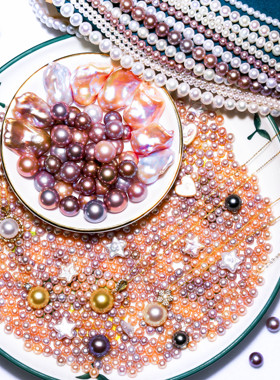 君奕珠宝颈饰天然淡水珍珠项链裸珠正圆海水源产地特价直销直播间