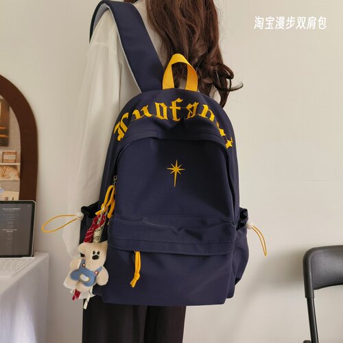 美式高街潮流刺绣学生双肩包