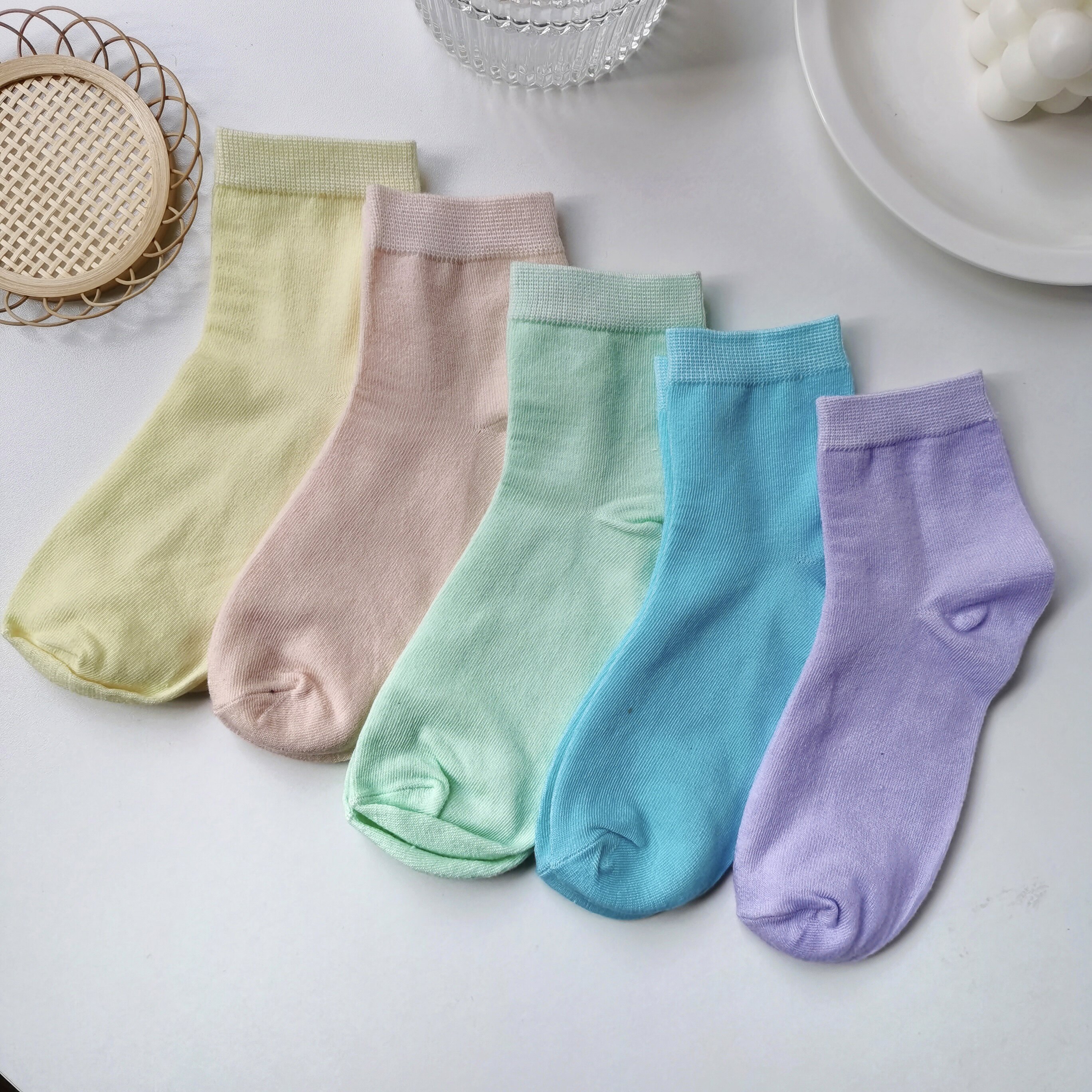 糖果色袜子女学生百搭ins潮夏季薄款韩版中筒网红纯色日系长筒袜