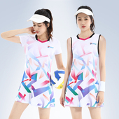 羽毛球服连衣裙女短袖 上衣速干透气吸汗运动跑步网排比赛定制团购