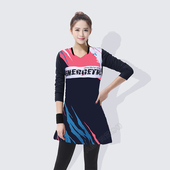 网乒上衣 团购定制韩国大码 羽毛球服女连衣裙长袖 速干运动T恤套装