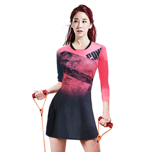 羽毛球服女长袖连衣裙秋冬运动套装速干T恤团购定制大码健身网乒
