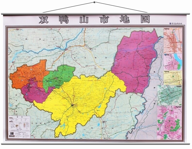 双鸭山市地图挂图 双鸭山市交通政区图 1.
