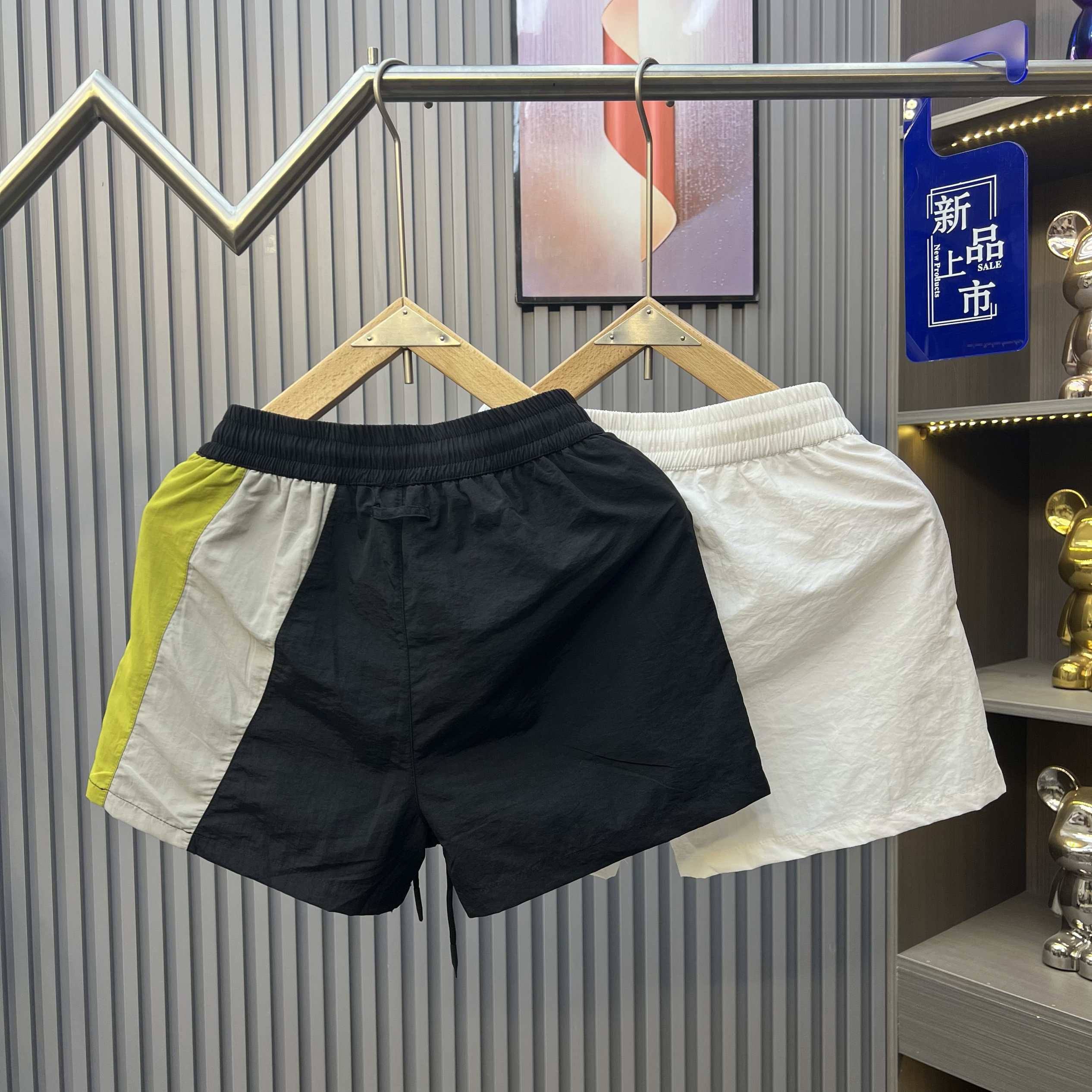 THIN SUMMER COLOR-BLOCK QUICK-DRYING SHORTS THREE-POINT PANTS MENS VERSATILE SWIM TRUNKS BEACH PANTS COOL AND BREATHABLE PANTS