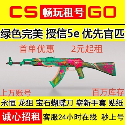 CSGO租号cs2完绿色美5E纪念龙狙野荷永恒宝石爪蝴蝶刀迈阿密树篱