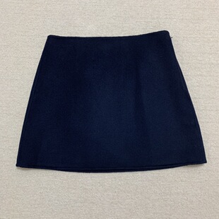 Th同款秋冬女装双面羊毛羊绒高腰A字迷你半身短裙 N0701307