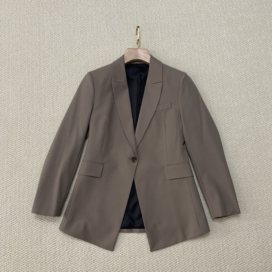 The**y 同款经典女装 羊毛混纺一粒扣修身西装外套H0101113