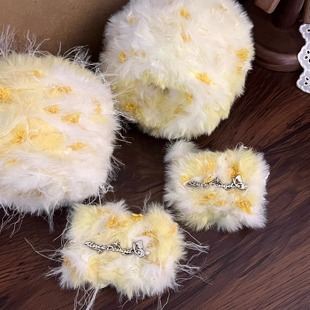 Dengd 奶玉布丁 手混线邓邓皮草毛线团手工diy钩针编织围巾帽子线