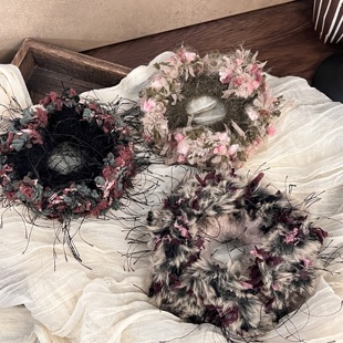 手工发圈线材料包Dengd复古手混线邓邓diy钩针编织大肠发饰配线新