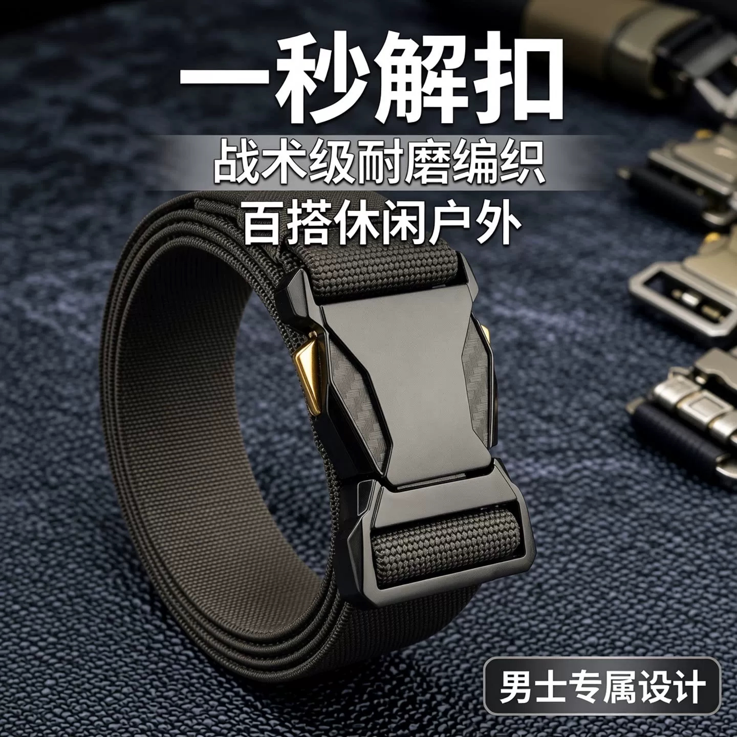 皮带男士自动尼龙弹力免打孔战术腰带休闲帆布学生工装军训裤腰带