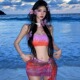 泰国旅行度假游泳衣女士性感辣妹比基尼分体泳装 带纱裙三件套聚拢