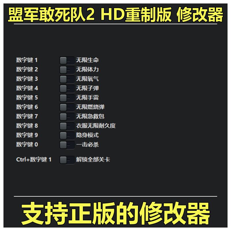 非游戏 支持正版 《盟军敢死队2 HD重制版》修改器 可包更新