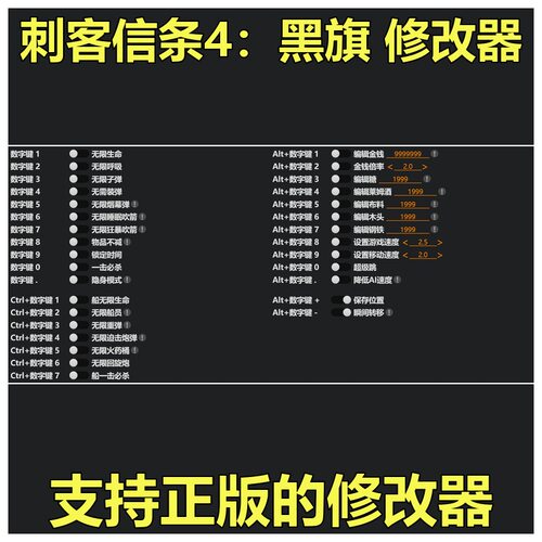 非游戏 支持正版 《刺客信条4：黑旗》修改器 可包更新