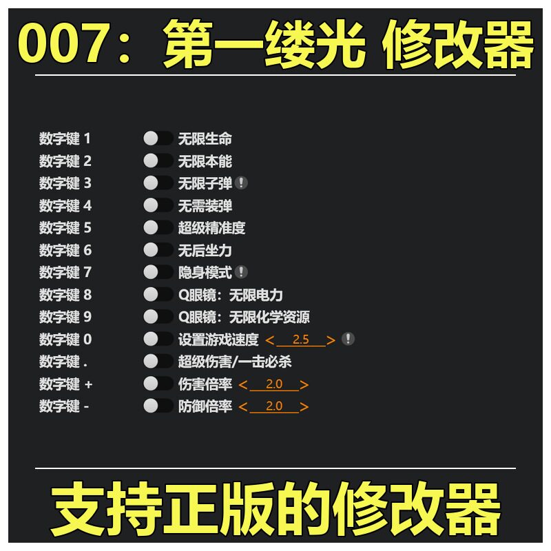 非游戏 支持正版 《007：第一缕光》修改器 可包更新