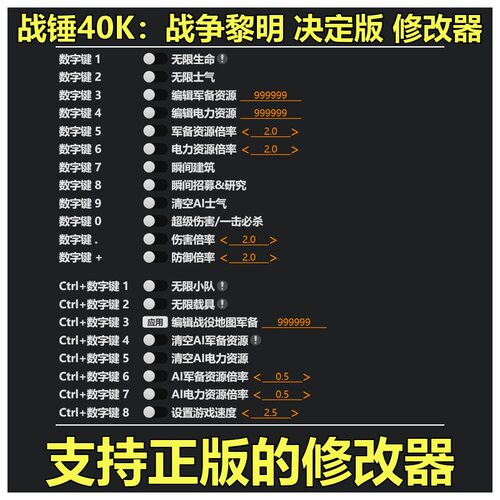 非游戏 支持正版 战锤40K 战争黎明 决定版 修改器 可包更新