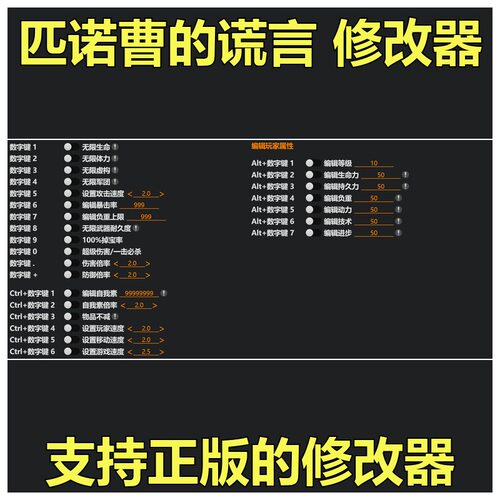非游戏 支持正版 《匹诺曹的谎言》Lies of P 修改器 可包更新