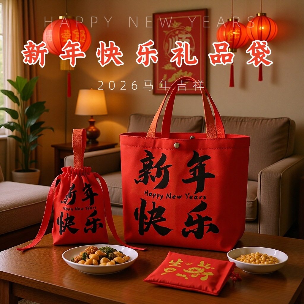 新年红色帆布束口手提礼品袋福袋公司年会礼品包装客户伴手礼袋子,包装,礼品袋/塑料袋,淘宝优惠券,粉丝福利购,淘宝优惠卷