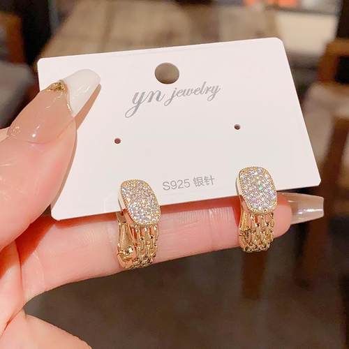 韩式东大门高级感几何满钻耳扣