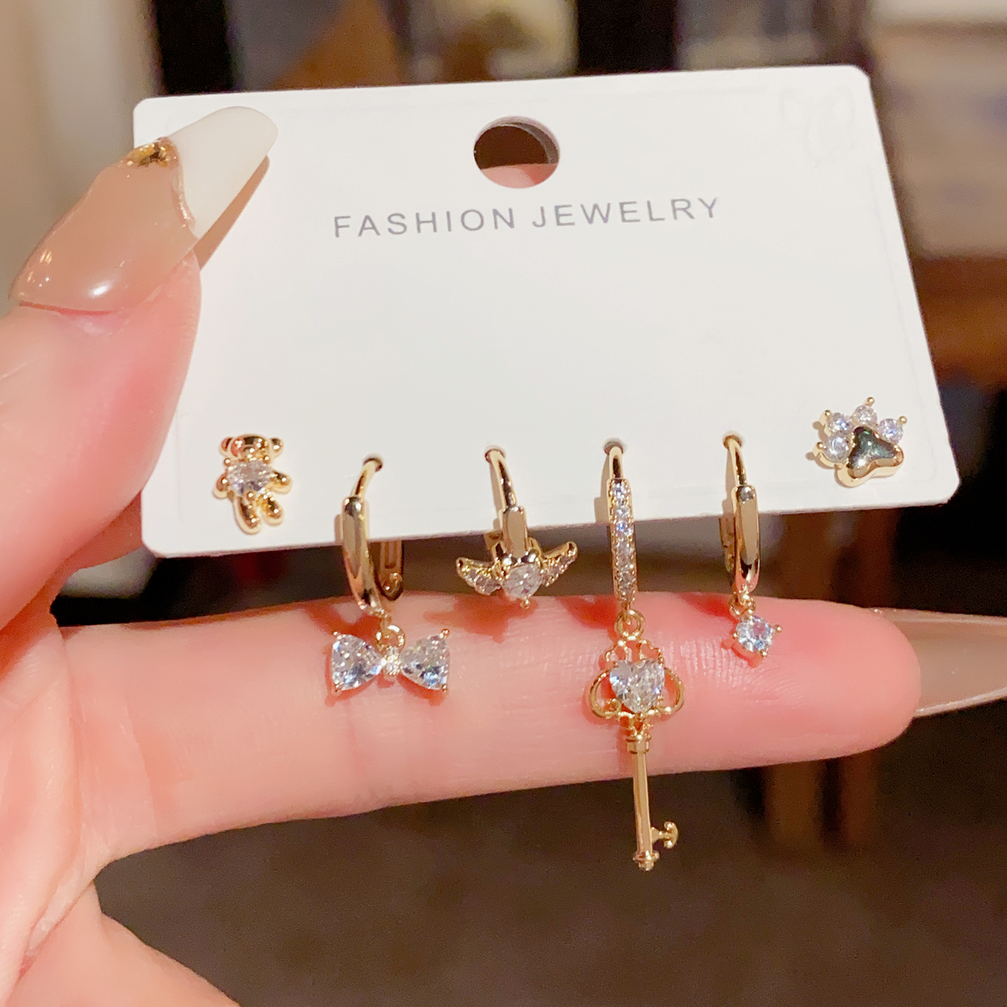 简约精致蝴蝶结钥匙6件套组合