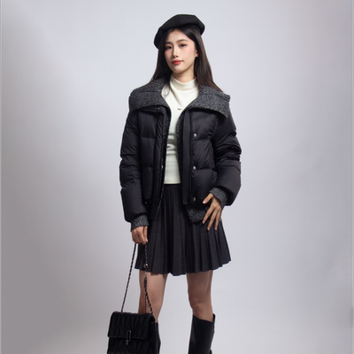 樱之花淑女坊短款大翻领羽绒服