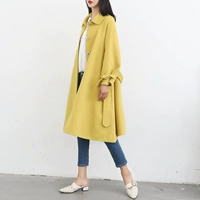 2019 xuân mới áo hai mặt cashmere nữ dài phần áo len thẻ lông cừu ô lớn bút phổ biến - Accentuated eo áo áo khoác dạ caro nữ