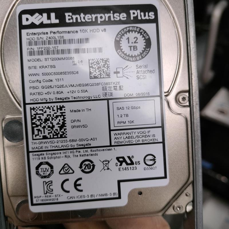 Dell/戴尔 1.2T SAS 10K 2.5寸 RWV5D ST1200MM0088  EQ存储硬盘