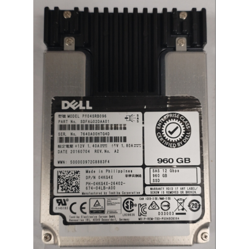 960G 12G SAS 04KG4X PX04SRB096 服务器固态SSD 提供测报