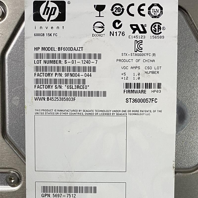 HP惠普 EVA 495808-001 600GB 15K FC M6412 AJ872B 原装硬盘