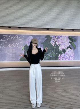 【五折清仓】实穿不出错 百搭垂感华夫格直筒休闲裤舒适薄卫裤