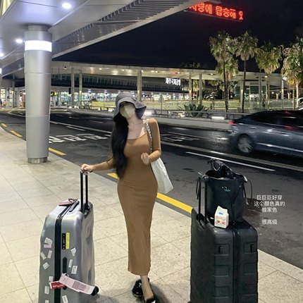 【七折清仓】长度友好S曲线美skims长袖连衣裙春秋