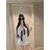 WONG 天选松弛 POET mv私服纸片人V领卷边松弛长袖 宽松T恤