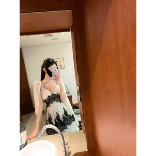 画报贵女 luemarine秀场连衣裙古早气质波点蕾丝裙 WONG POET