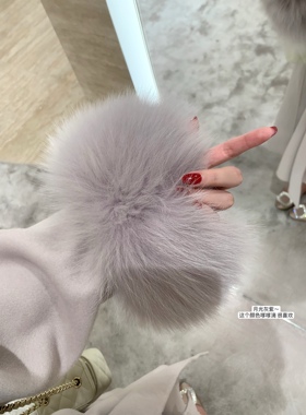 POET WONG【月光女神】大狐狸毛袖口全羊毛双面呢可系带大衣气质