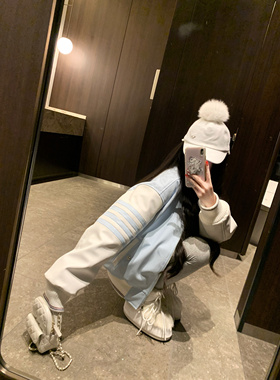 POET WONG【雪山邂逅】颜色敲奶!Tb独特Baby蓝保暖加厚Pu皮羽绒服