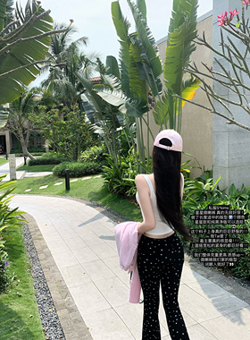 POET WONG【私服星星裤】S*kims巨巨显瘦黑色微喇裤弹力好穿百搭