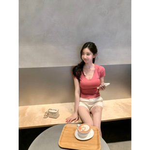 【曼妙神Tee】韩女鹅蛋领 胸大腰细显瘦修身弹力百搭短袖t