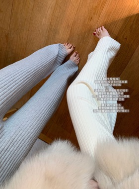 POET WONG【暖冬瘦瘦裤】超垂坠!显瘦竖条纹高克重百搭舒适针织裤