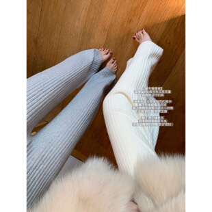 显瘦竖条纹高克重百搭舒适针织裤 POET 超垂坠 暖冬瘦瘦裤 WONG