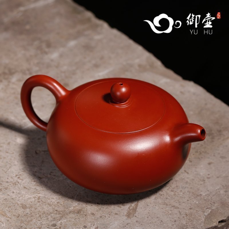 御壶 宜兴紫砂壶 纯全手工茶壶茶具 原矿朱泥大红袍扁圆珠西施壶