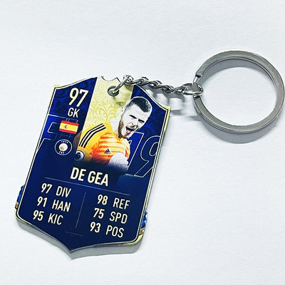 钥匙扣德赫亚西班牙fifaonline4足球球迷用品周边配件球星卡挂件